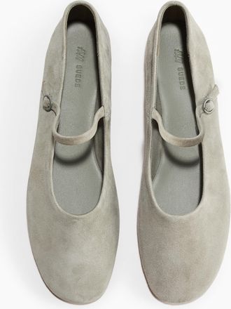 H&M Mary-Janes aus Veloursleder - Helles Mattt&uuml;rkis