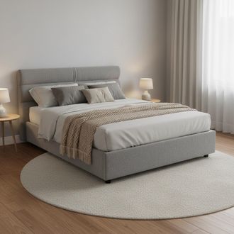Dmora Cama De Plaza Y Media Briona, Desenfundable, Con Caj&oacute;n Hecho En Italia, Dimensiones Del Colch&oacute;n 120x200 Cm, Gris