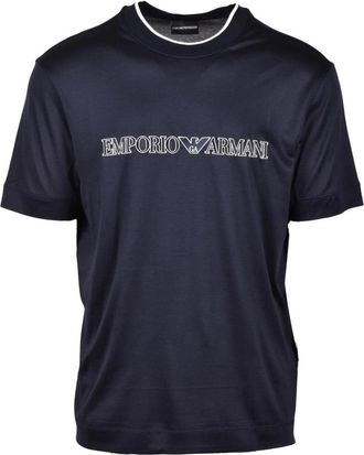 Emporio Armani Lyocell Katoenen T-shirt - Heren - T-shirts - Blauw - 3XL - Katoen - Tops