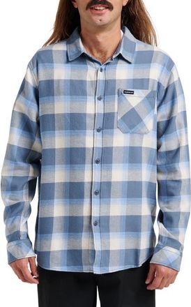 Quiksilver Penmar Check Cotton Flannel Button-Up Shirt in China Blue at Nordstrom, Size Small