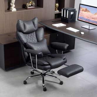 HOMCOM Office Chair, High Back Leathaire Desk Chair for Home in Black
