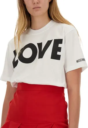 Moschino Logo-Print Cotton T-Shirt - White