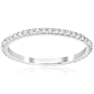 Pompeii3 1/2 Ct Diamond Eternity Wedding Stackable Ring 14K White Gold 1.7mm Wide Size Selectable