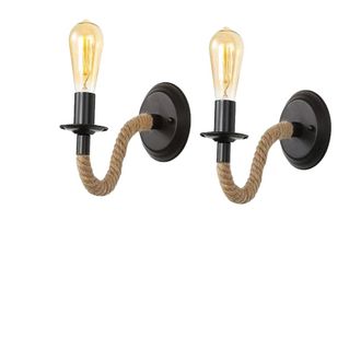 OEM Aplique De Pared, Dise&ntilde;o Industrial Vintage, Apto Para M&uacute;ltiples Aplicaciones, A9002, Negro, M