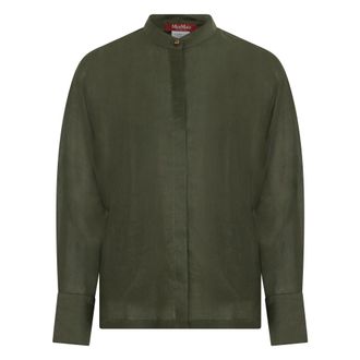 Max Mara Blouses, female, Green, Size: XS Korean Collar Shirt