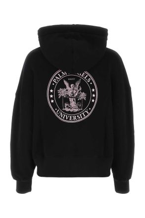 Palm Angels Womens Black Cotton Sweatshirt Blackcoral Exterior: Felpe
