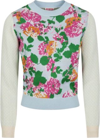Kenzo Gebloemde Trui met Versieringen - Dames - Ronde hals truien - Veelkleurig - XS - Katoen - Truien & Vesten