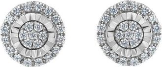 House of Brilliance Silver Diamond Cluster Earrings in White at Nordstrom