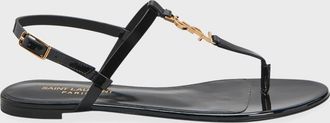 Saint Laurent Cassandra Leather YSL Slingback Sandals