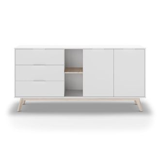 Calicosy Buffet 2 Puertas, 2 Nichos y 3 Cajones L165 cm - Campus - Blanco