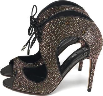 Gina Metallic sandalen met kristallen - Zwart