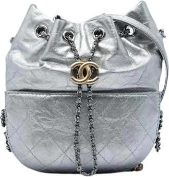 Chanel Pre-owned Gabrielle Bucket Bag - Dames - Vintage Tas - Grijs - ONE Size - Leer - Vintage