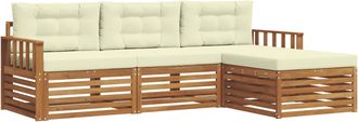 vidaXL Conjunto De Sof&aacute;s De Exterior 4 Uds. Natural Y Crema Vidaxl