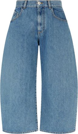 The Attico High-Waisted Wide-Leg Denim Shorts