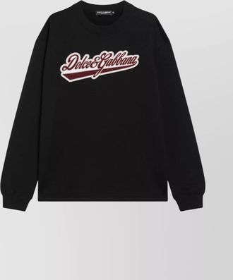 Dolce & Gabbana logo patch cotton crew neck sweatshirt