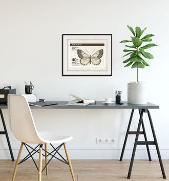Queence Bild »40c« Insekten Kunst Schmetterlinge 1 Stk. tlg. HD Premium Poster-Druck inkl. Holzrahmen