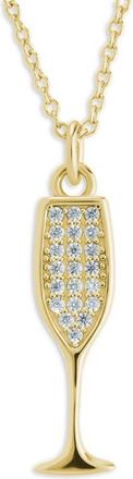 Sterling Forever Pav&eacute; Cubic Zircoia Champagne Flute Pendant Necklace in Gold at Nordstrom