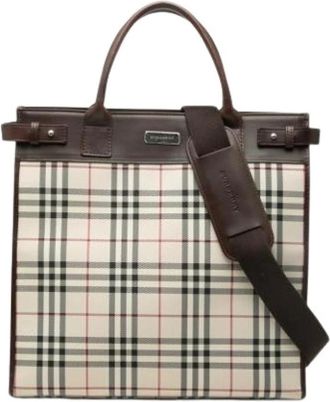 Burberry Pre-owned Tote Bag - Dames - Vintage Schoudertas - Beige - ONE Size - Leer - Vintage