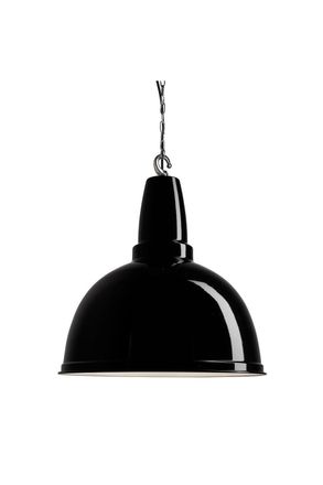 Industville Retro Large Pendant, 17 Inch, Black, Chrome Hook Chain Holder in Black