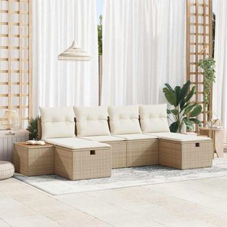 vidaXL Vidaxl - Conjunto De Sof&aacute; De Jard&iacute;n Con Coj&iacute;n 6 Pcs Beige Polirat&aacute;n