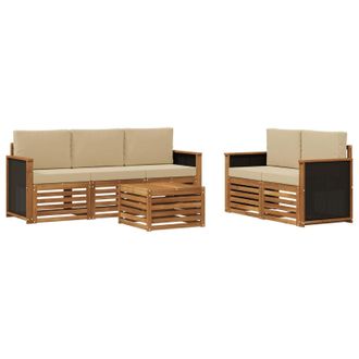 vidaXL Juegos De Sof&aacute;s Con Coj&iacute;n 6 Pcs Madera De Acacia S&oacute;lida Vidaxl