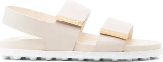 Tod's Schoenen, Dames, Wit, 37 EU, Leer, Ecru Sneakers met klittenbandsluiting en Gommino-zool