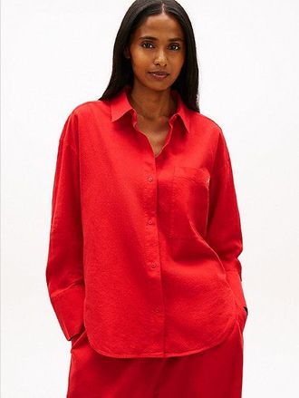Tommy Hilfiger Oversized Fit Cover-Up Shirt With Linen