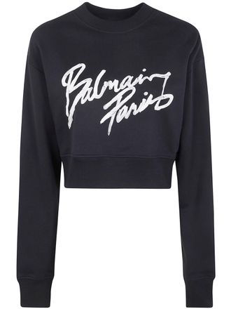 Balmain Balmain Paris Cropped Roundneck Sweater