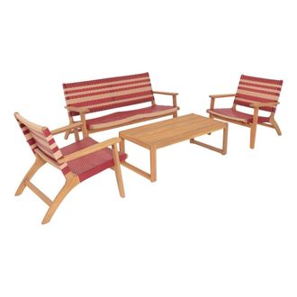 Sweeek Conjunto de jard&iacute;n de madera de acacia y resina, 4 plazas, teck