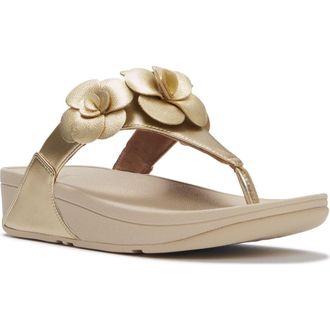 FitFlop Lulu Flower Toe-Post Sandals in Platino at Nordstrom, Size 11