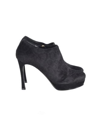 Saint Laurent Pre-owned Womens Animal Print Platform Ankle Boots in Black Pony Hair - Size EU 38