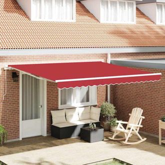 vidaXL Toldo Retr&aacute;ctil Manual Rojo 400 X 350 Cm Tela, Metal Vidaxl