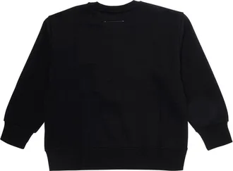 Maison Margiela Boys Cotton Round Neck Sweatshirt Black Hoods & Sweatshirts