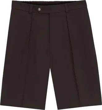 BOSS Tailored Brown Shorts with Flat Front