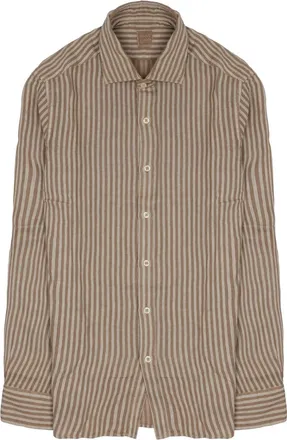 120% Lino Vertical Striped Linen Long Shirt