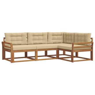 vidaXL Conjunto De Sof&aacute;s De Exterior Con Coj&iacute;n 4 Pcs Natural Y Beige Vidaxl