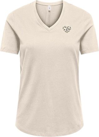 Only T-shirt met V-hals en korte mouwen