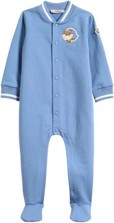 Moncler Long Sleeve One-Piece Pajamas in Blue at Nordstrom, Size 12-18M