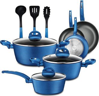 Nutrichef 12Pc Blue Nonstick Cookware Set