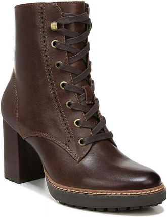 Naturalizer Callie Boots Brown Leather Block Heel Ankle Bootie HAWK469
