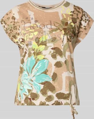 Betty Barclay T-Shirt im Allover-Look mit Ziersteinbesatz in Beige, Gr&ouml;&szlig;e 36