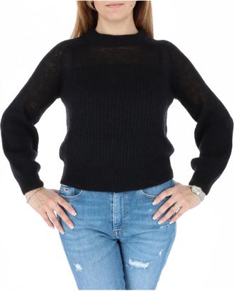 Pinko Pinko Womens Long Sleeve Ribbed Knit Pullover Sweater - Black Nylon - Size Large
