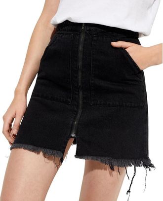 One Teaspoon Zip Minirok met Rafels - Dames - Spijkerrokken - Zwart - W24 - Katoen - Rokken