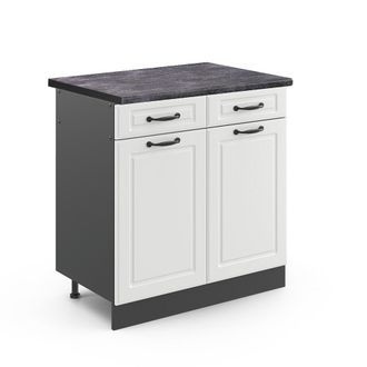 Vicco Mueble Bajo De Cocina R-line, Blanco Casa De Campo, 80 Cm, Et Antracita