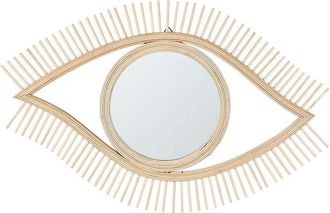 Beliani Wall Mirror SOYOPA 79 cm 48 cm Bamboo Wood Natural