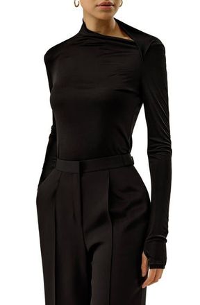 LilySilk Womens Silk Jersey Slim Fitted Long Sleeve Top in Black at Nordstrom, Size X-Small