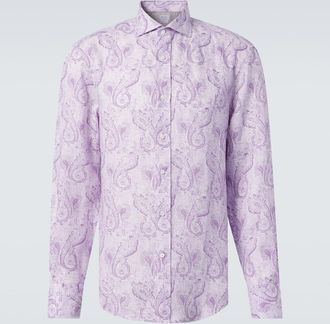 Brunello Cucinelli Camicia in lino con stampa