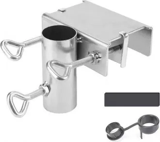 OEM Abrazadera Para Sombrilla, Hierro Galvanizado, Bases Para Sombrilla, No Requiere Base, Terrazas, Para Postes De 38 Mm De Di&aacute;metro, Plateado
