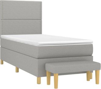 vidaXL Vidaxl - Cama Box Spring Con Colch&oacute;n Tela Gris Claro 90x190 Cm
