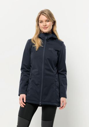 Jack Wolfskin Softshellmantel JACK WOLFSKIN WINDHAIN COAT W, Damen, Gr. L (42/44), blau (night, blau), Hauptmaterial: 100% Polyester, M&auml;ntel Softshellmantel